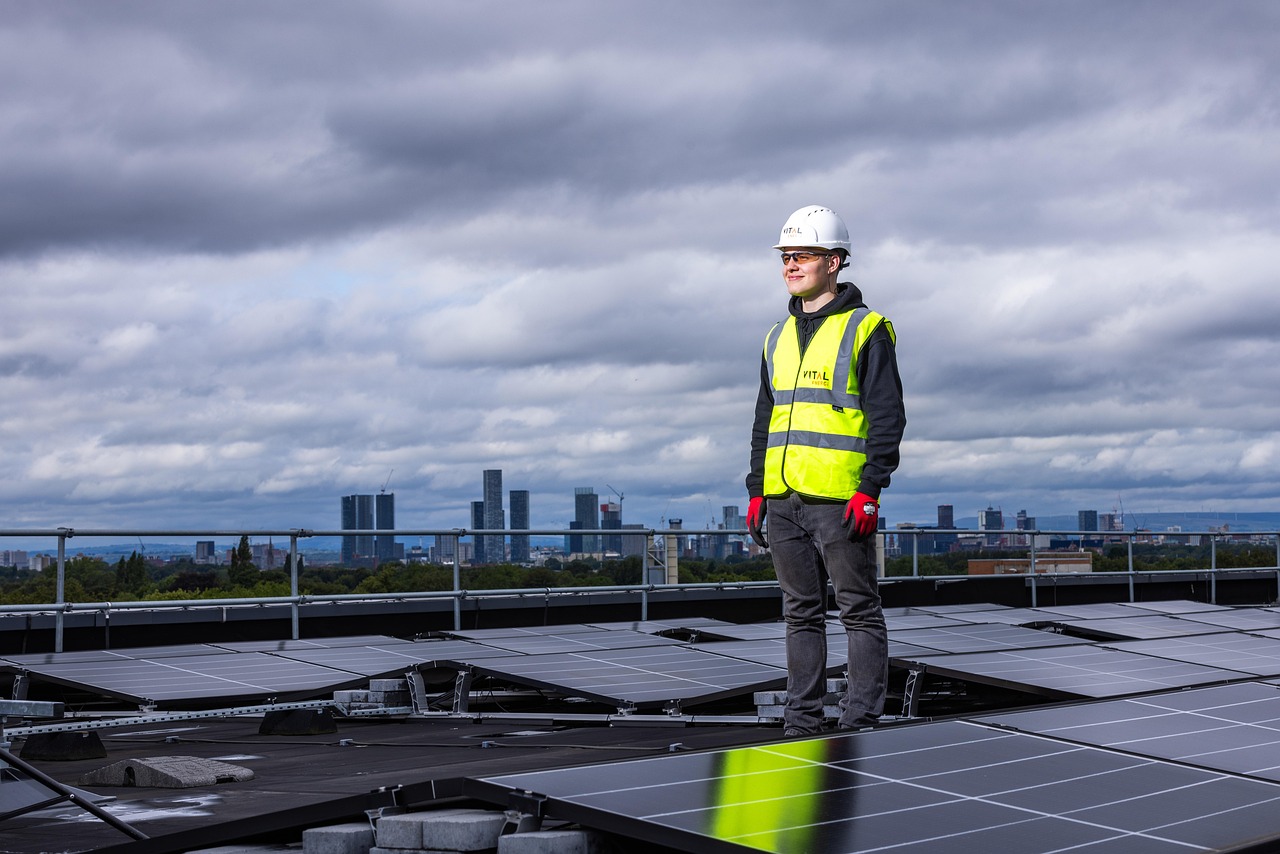 Controle van zonnepanelen op herfstschade. Controle van zonnepanelen op herfstschade.